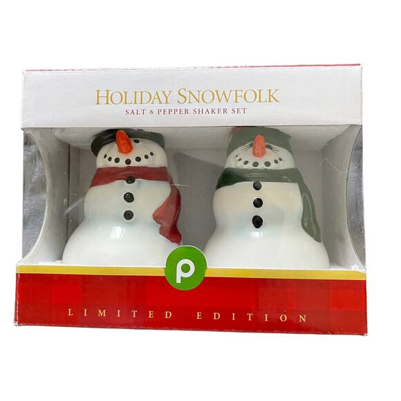 Snowman Salt & Pepper Ceramic Shaker Set Height 5" - Picture 1 of 3